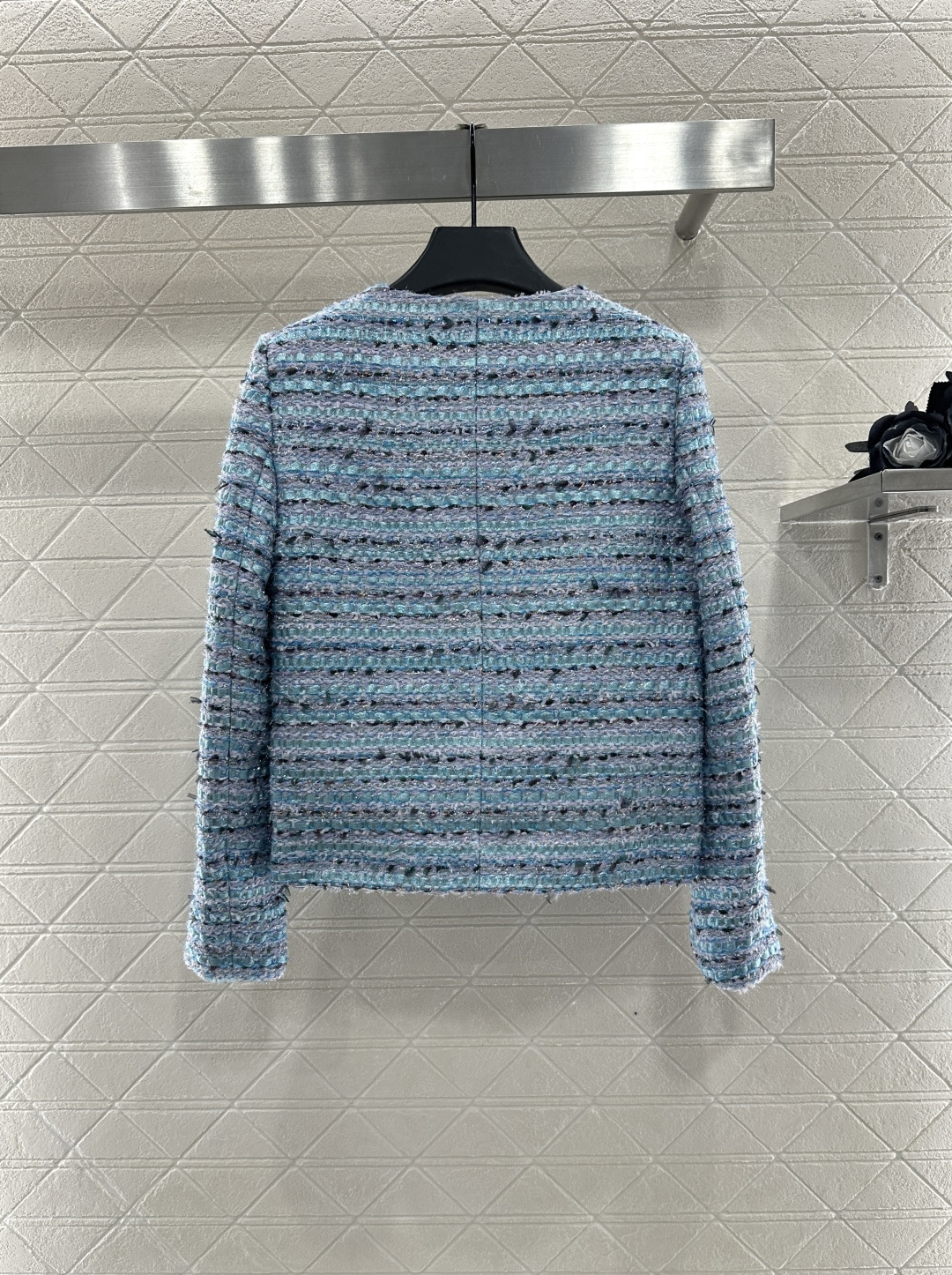 ♥Chane*♥2025新品上架 粗纺条纹圆领洋装外套定制YB进口粗纺羊毛呢材质 肌理明显 毛料肉眼可见