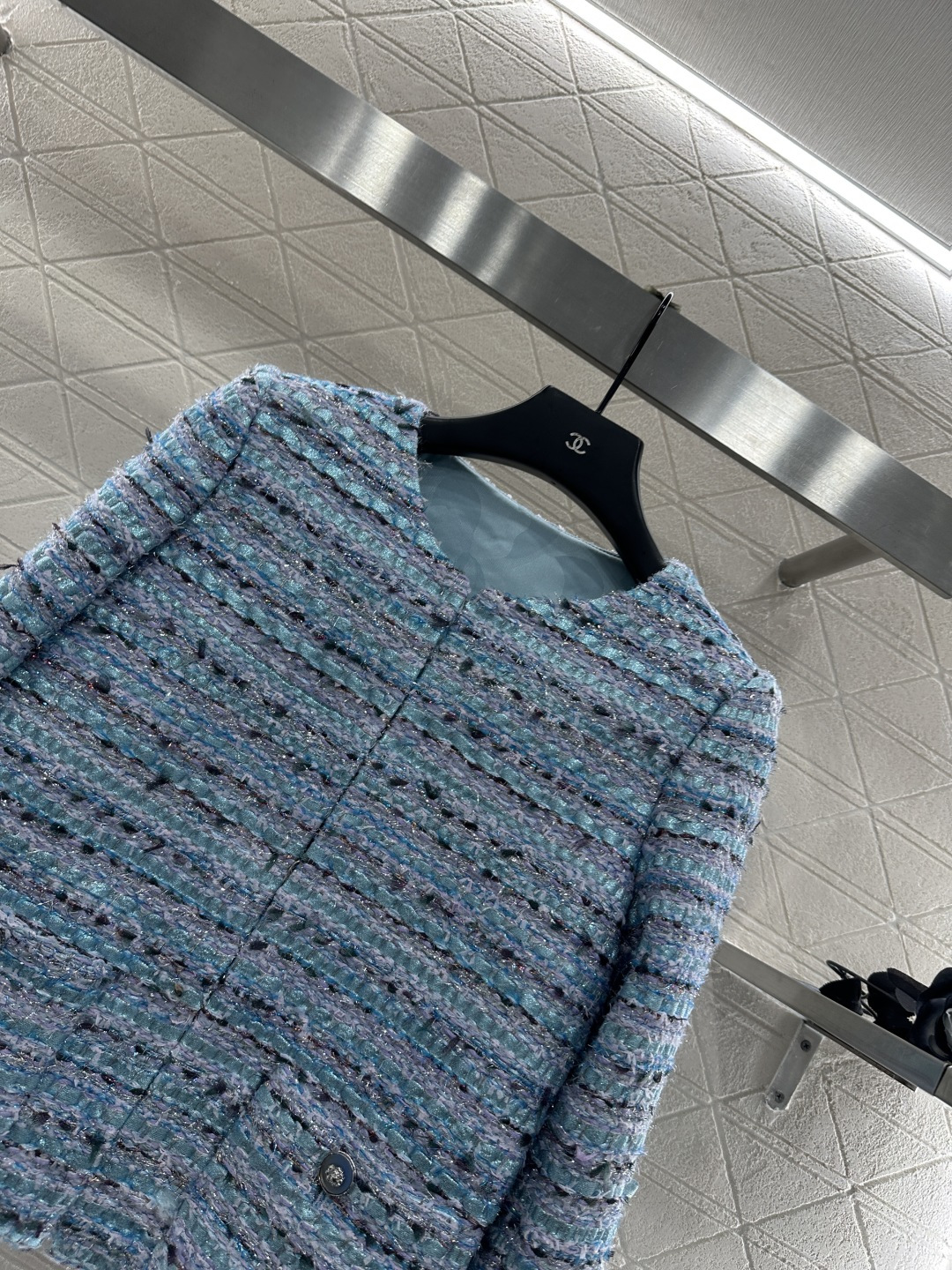 ♥Chane*♥2025新品上架 粗纺条纹圆领洋装外套定制YB进口粗纺羊毛呢材质 肌理明显 毛料肉眼可见