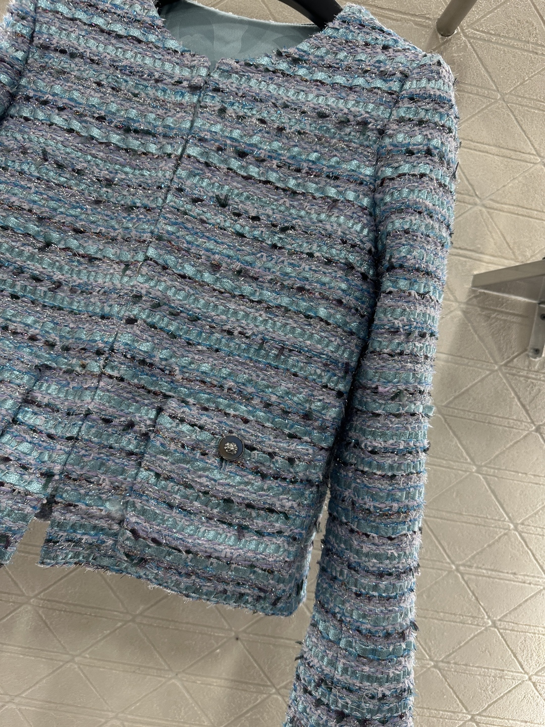 ♥Chane*♥2025新品上架 粗纺条纹圆领洋装外套定制YB进口粗纺羊毛呢材质 肌理明显 毛料肉眼可见