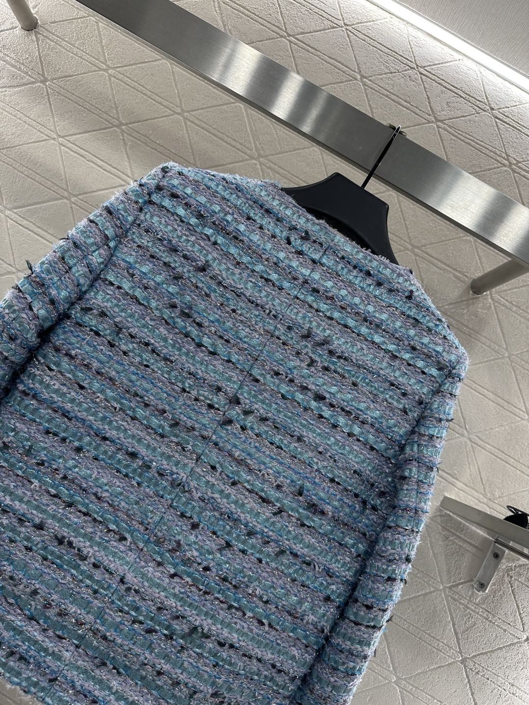 ♥Chane*♥2025新品上架 粗纺条纹圆领洋装外套定制YB进口粗纺羊毛呢材质 肌理明显 毛料肉眼可见