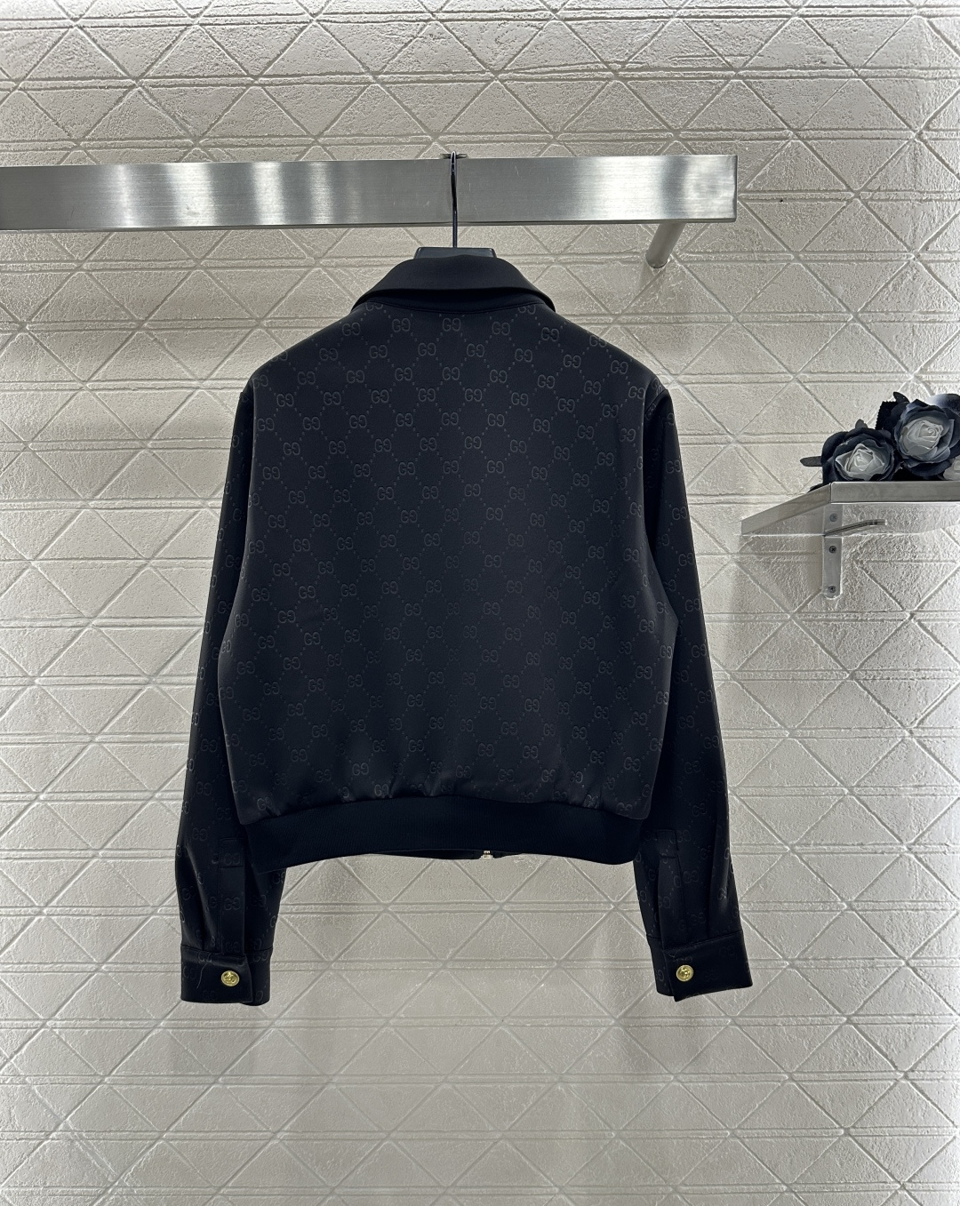 ♥Gucc*♥2025新品上架 烧花拉链外套长裤套装定制YB斜纹全棉材质 舒适垂顺 穿搭洋气 翻领拉链外