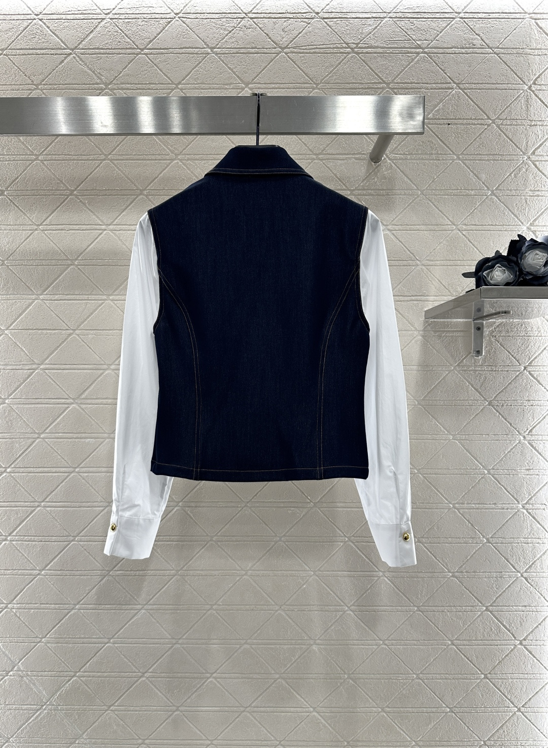 ♥Dio*♥2025新品上架 拼接牛仔衬衣长裤套装定制YB斜纹棉牛仔材质 多重水洗 呈现出挺括质感 翻领