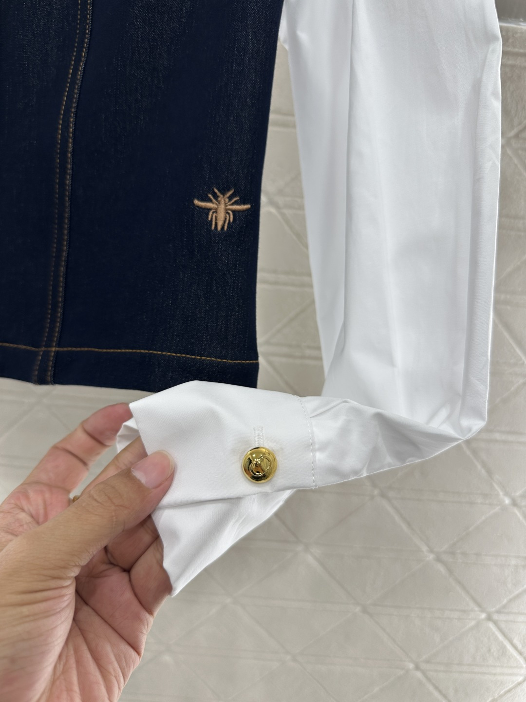 ♥Dio*♥2025新品上架 拼接牛仔衬衣长裤套装定制YB斜纹棉牛仔材质 多重水洗 呈现出挺括质感 翻领