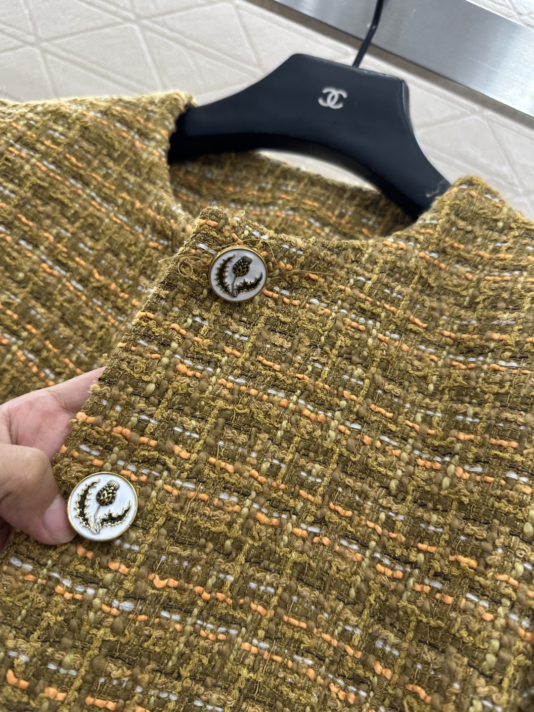 ♥Loro Plan*♥2025新品上架 粗纺彩点洋装长款大衣定制YB进口精仿羊毛呢材质 肌理明显 毛料