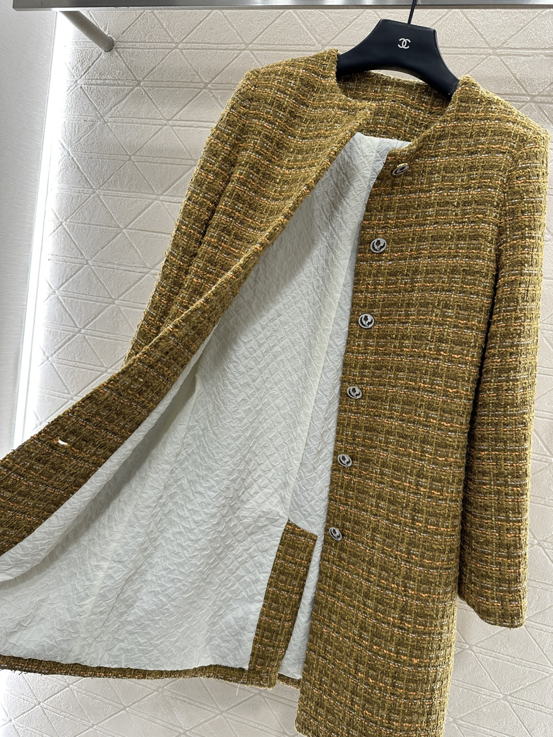 ♥Loro Plan*♥2025新品上架 粗纺彩点洋装长款大衣定制YB进口精仿羊毛呢材质 肌理明显 毛料