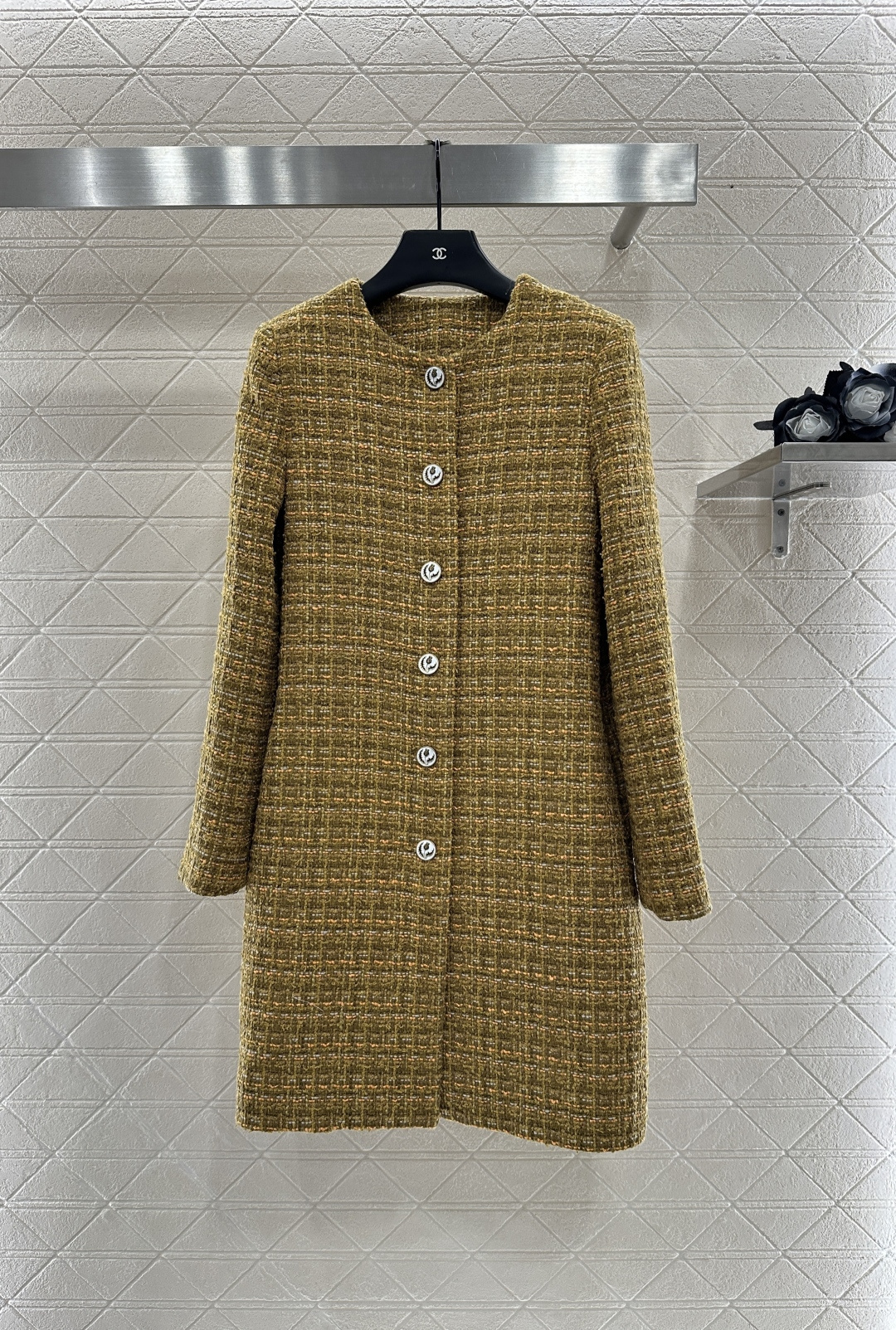 ♥Loro Plan*♥2025新品上架 粗纺彩点洋装长款大衣定制YB进口精仿羊毛呢材质 肌理明显 毛料