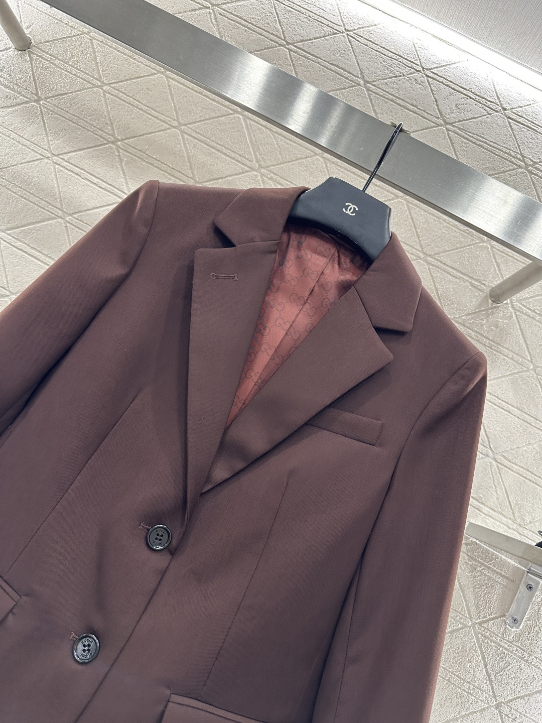 ♥Gucc*♥2025新品上架 正肩翻领西装外套长裤套装定制YB进口材质 质感光泽高级 垂顺有型 正肩廓