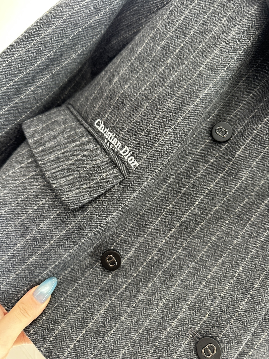 ♥Dio*♥2025新品上架 大翻领条纹西装外套定制YB进口棉毛材质 质感光泽高级 垂顺有型 正肩加宽大