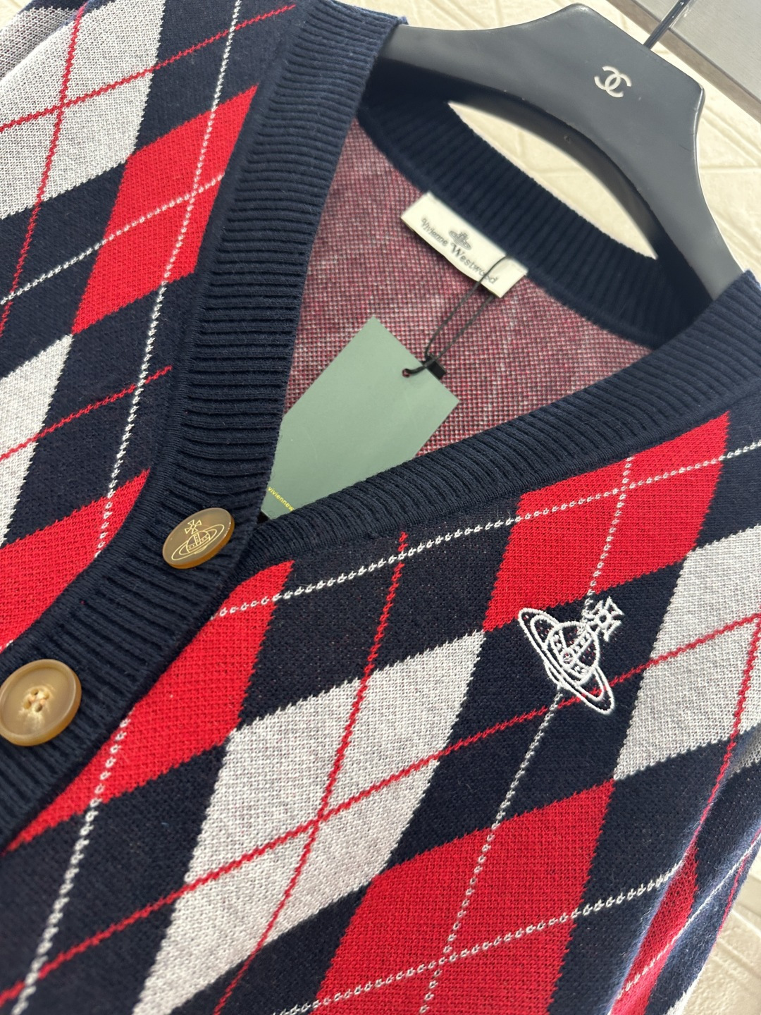 ♥west vivienne*♥2025新品上架 菱格提花针织开衫定制YB羊毛纱线织造 质感细腻 舒适好