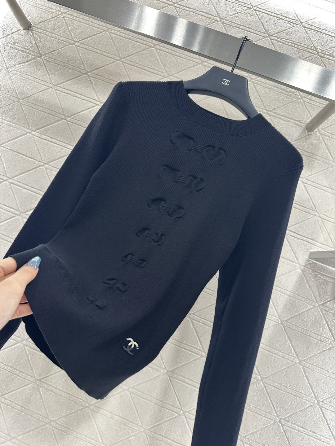 ♥Chane*♥2025新品上架 蝴蝶结长袖毛衣定制YB棉毛纱线织造 柔软细腻 质感舒适 圆领针织长袖 