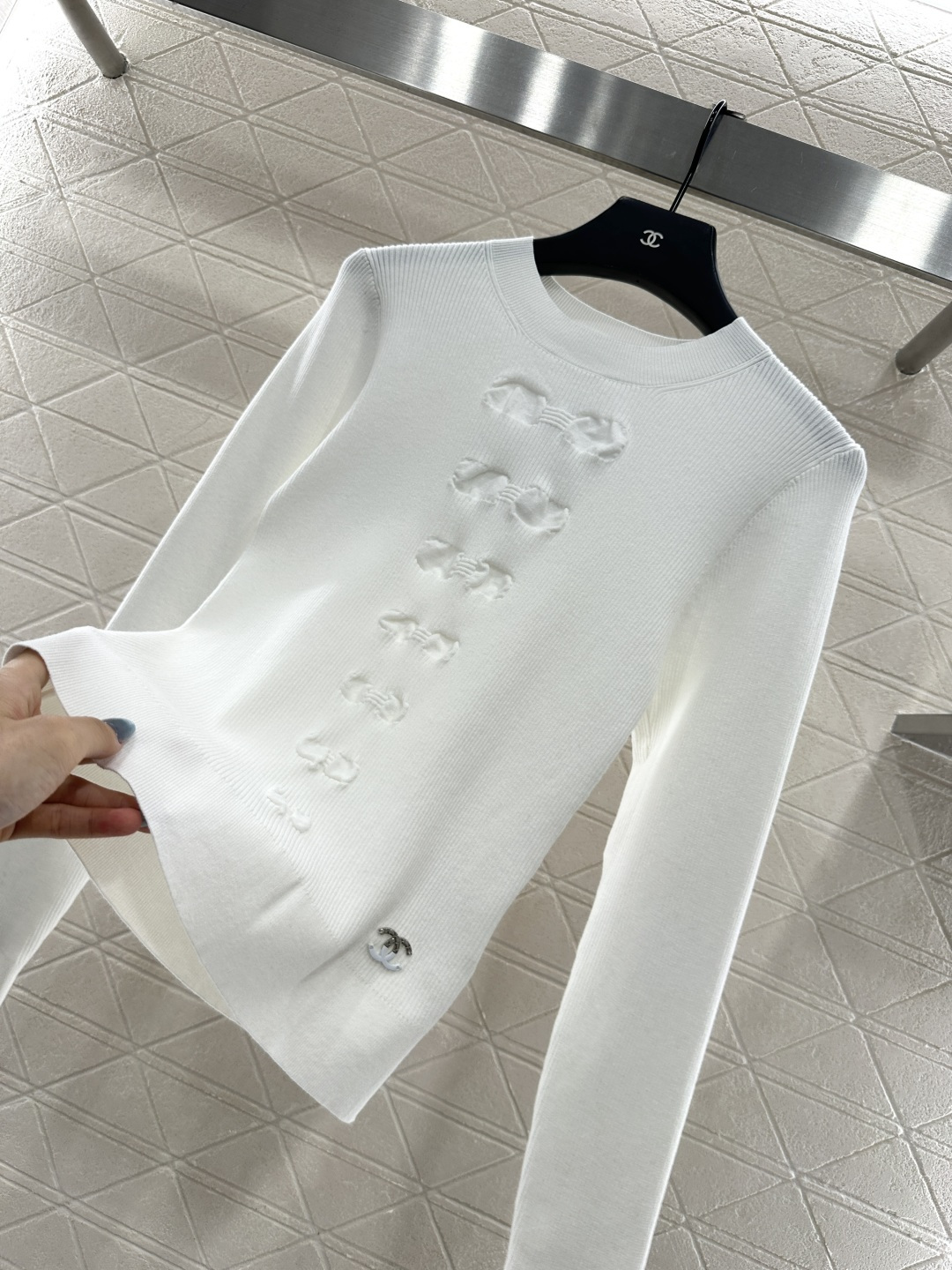 ♥Chane*♥2025新品上架 蝴蝶结长袖毛衣定制YB棉毛纱线织造 柔软细腻 质感舒适 圆领针织长袖 