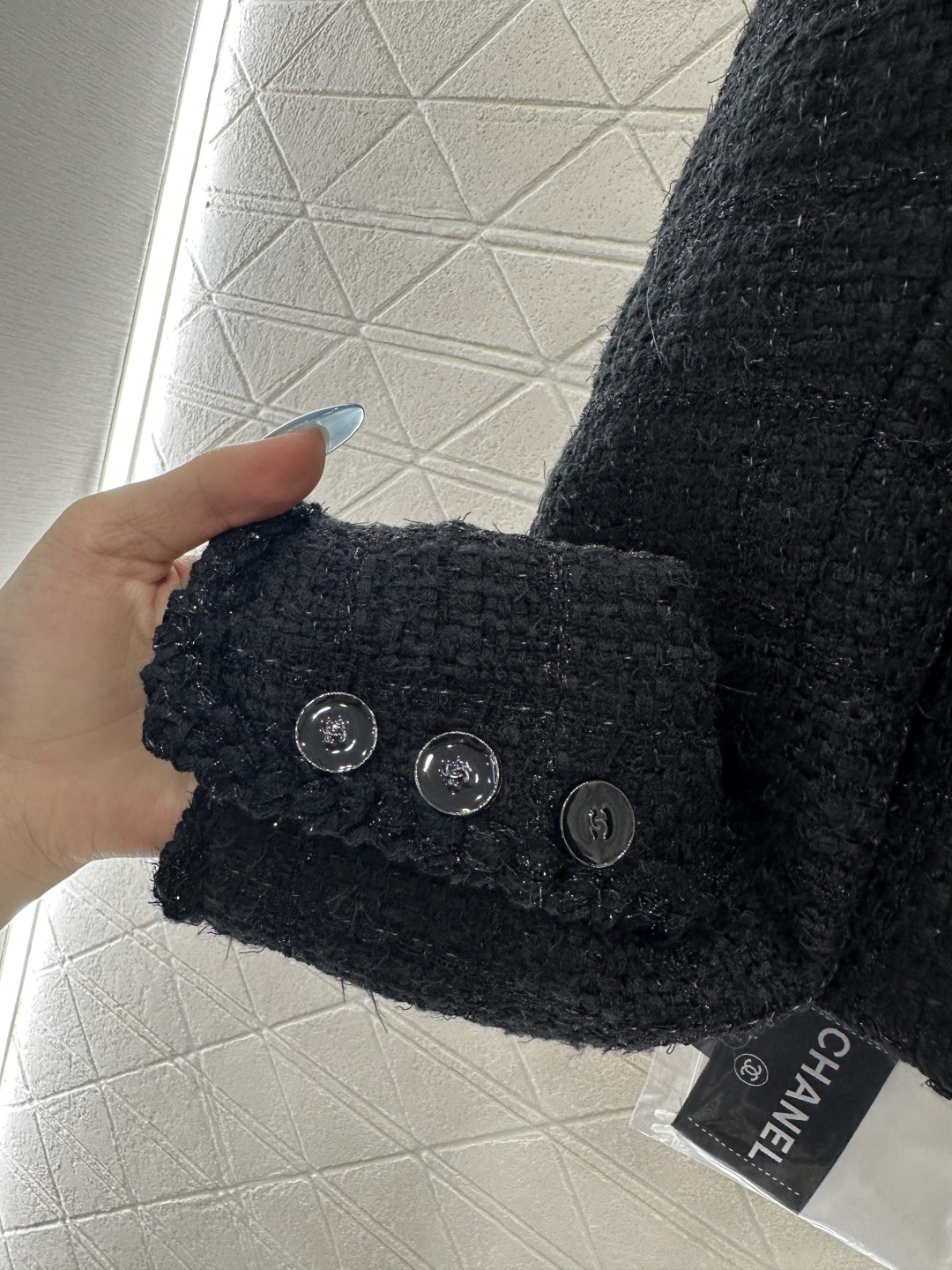 ♥Chane*♥2025新品上架 圆领银丝捆边编织洋装定制YB进口粗纺羊毛呢材质 质感高级 品相十足 小