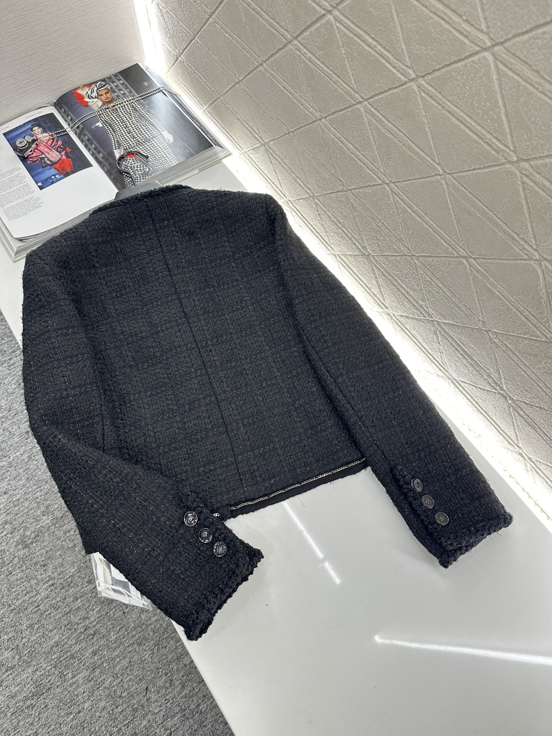 ♥Chane*♥2025新品上架 圆领银丝捆边编织洋装定制YB进口粗纺羊毛呢材质 质感高级 品相十足 小