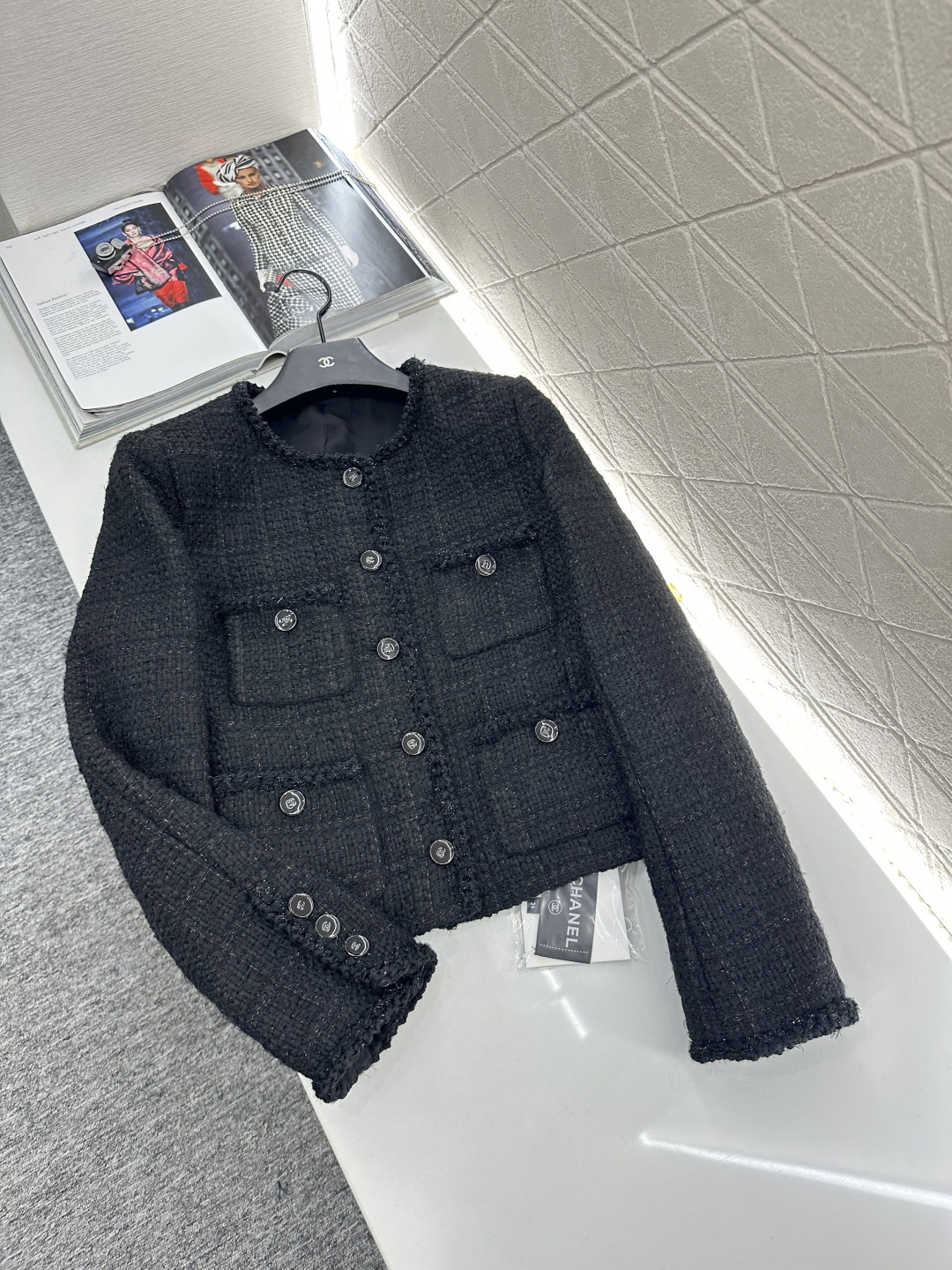 ♥Chane*♥2025新品上架 圆领银丝捆边编织洋装定制YB进口粗纺羊毛呢材质 质感高级 品相十足 小