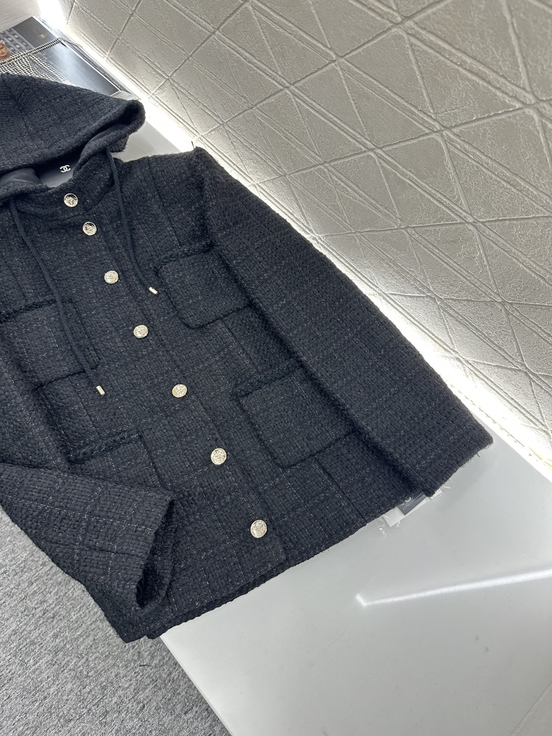 ♥Chane*♥2025新品上架 可拆卸连帽洋装编织外套定制YB进口毛呢粗纺材质 肌理明显 质感上乘 经