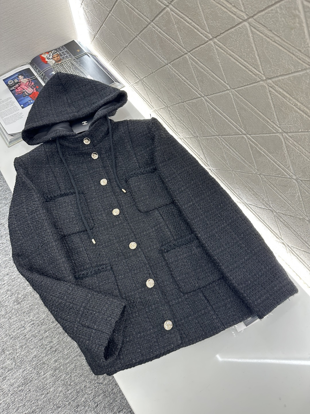 ♥Chane*♥2025新品上架 可拆卸连帽洋装编织外套定制YB进口毛呢粗纺材质 肌理明显 质感上乘 经