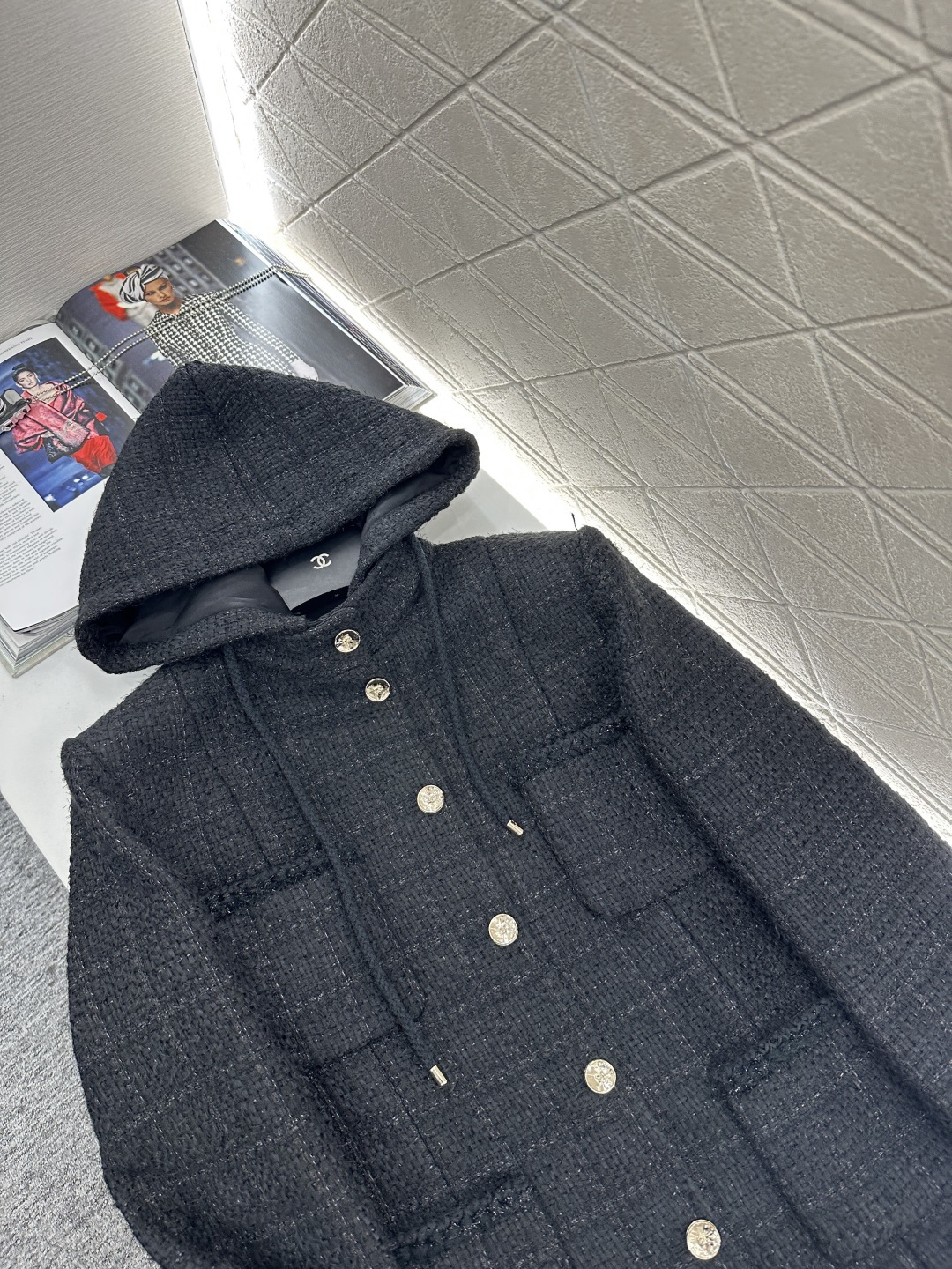 ♥Chane*♥2025新品上架 可拆卸连帽洋装编织外套定制YB进口毛呢粗纺材质 肌理明显 质感上乘 经