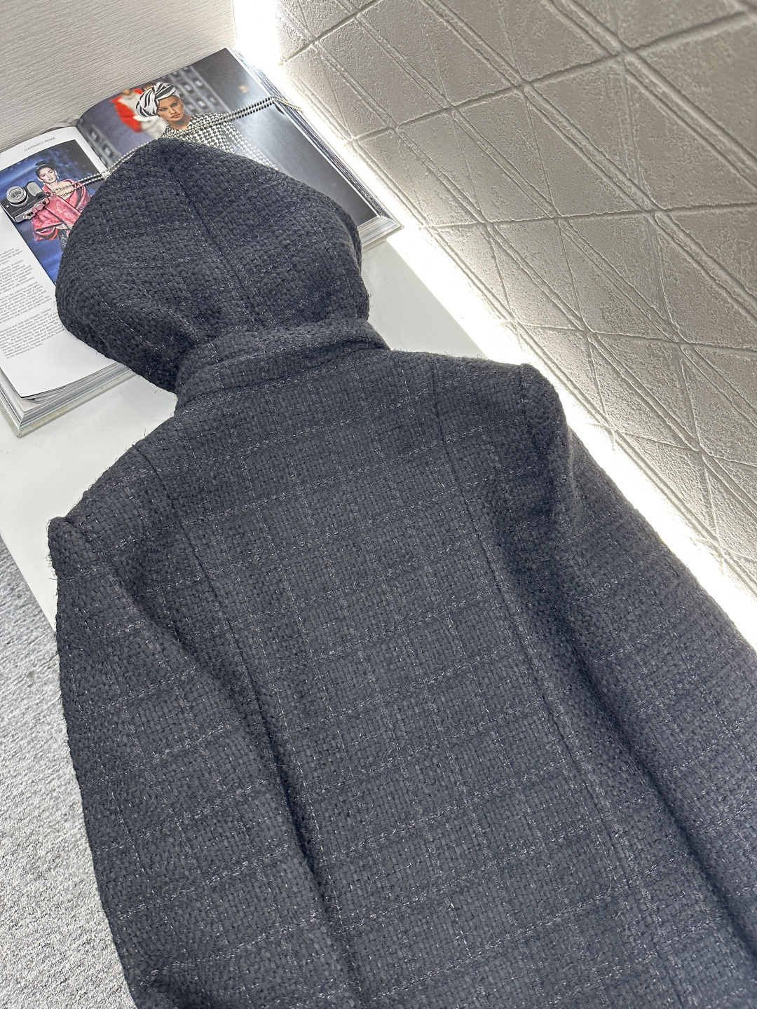 ♥Chane*♥2025新品上架 可拆卸连帽洋装编织外套定制YB进口毛呢粗纺材质 肌理明显 质感上乘 经