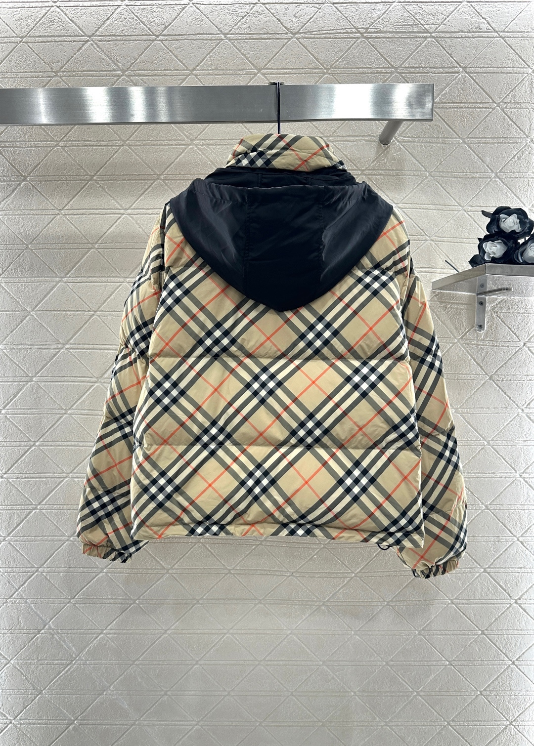 ♥BBR*♥2025新品上架 隐藏可拆卸连帽格纹羽绒服定制YB防风防水尼龙材质，质感上乘，隐藏可拆卸连帽