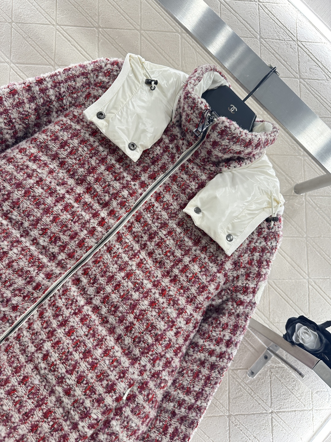 ♥Moncle*♥2025新品上架 可拆卸连帽毛呢羽绒服定制YB进口羊毛毛呢材质，其工艺还原，升级材质，