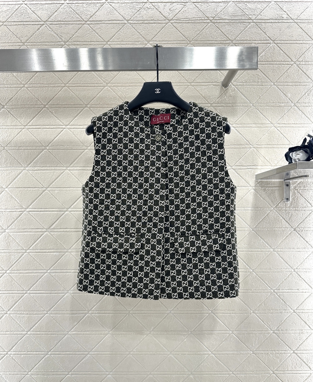 ♥Gucc*♥2025新品上架 圆领提花马甲短裙套装定制YB进口羊毛提花材质，成衣质感品相绝佳，马甲短裙