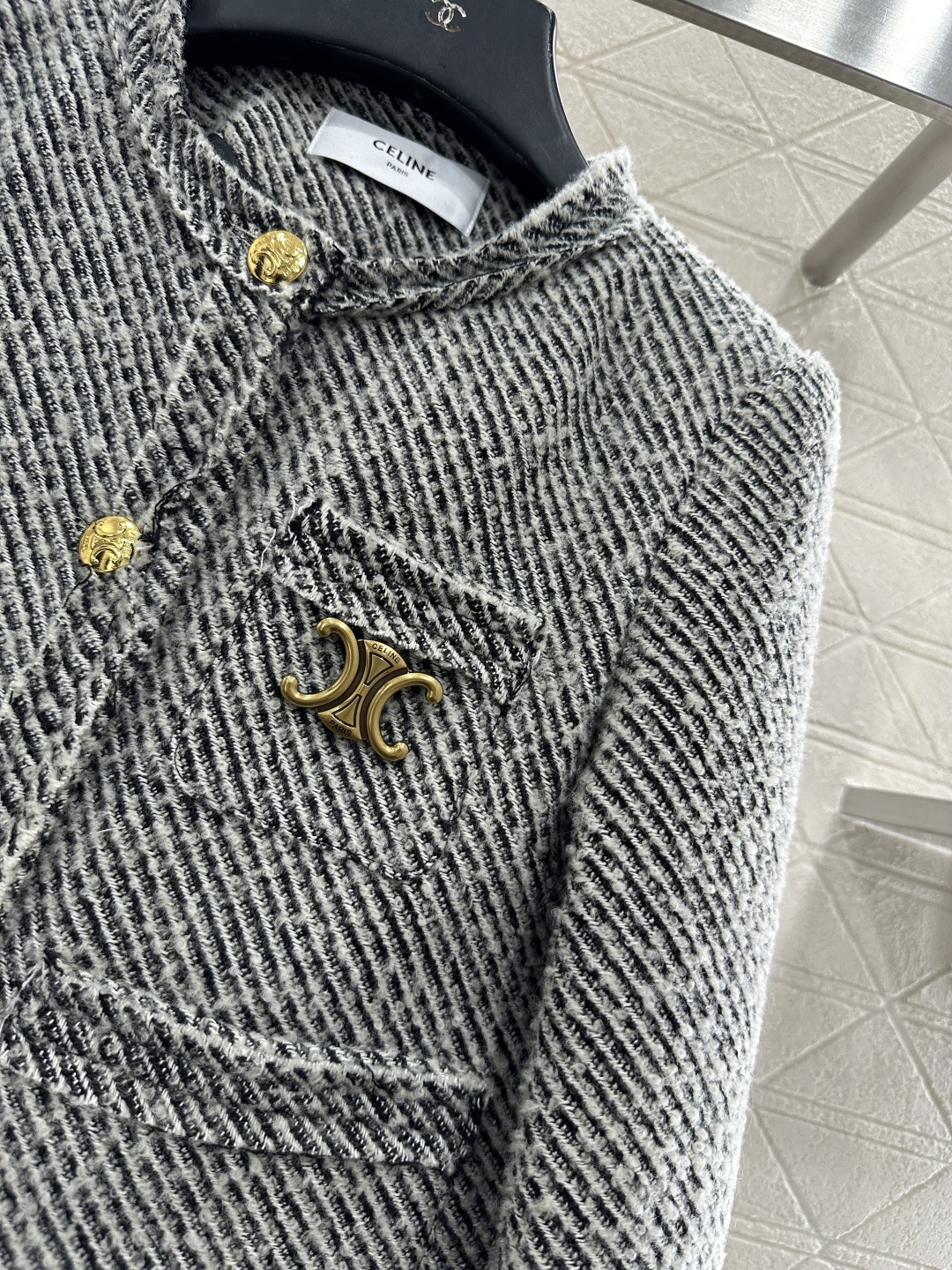 ♥Celin*♥2025新品上架 圆领捆边编织花灰洋装定制YB进口粗纺羊毛呢材质，质感高级，品相十足，小