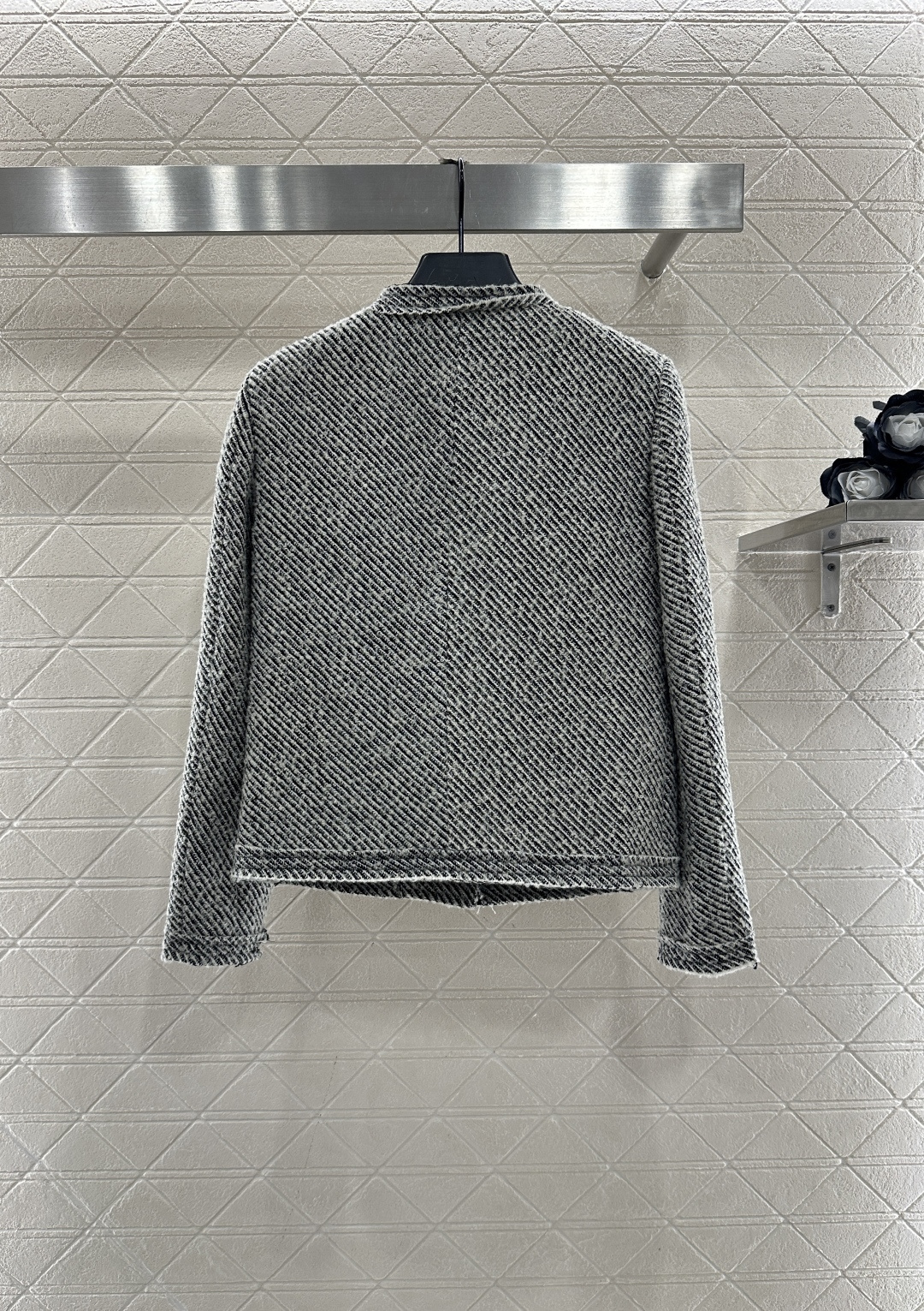 ♥Celin*♥2025新品上架 圆领捆边编织花灰洋装定制YB进口粗纺羊毛呢材质，质感高级，品相十足，小