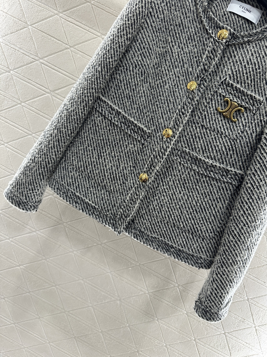 ♥Celin*♥2025新品上架 圆领捆边编织花灰洋装定制YB进口粗纺羊毛呢材质，质感高级，品相十足，小