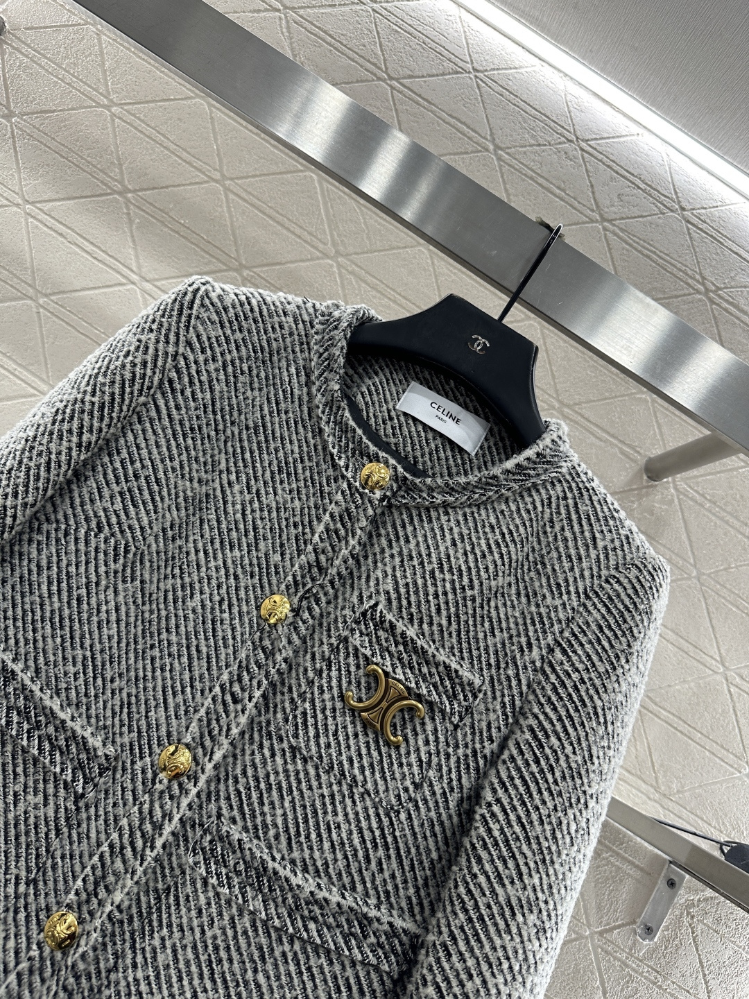 ♥Celin*♥2025新品上架 圆领捆边编织花灰洋装定制YB进口粗纺羊毛呢材质，质感高级，品相十足，小