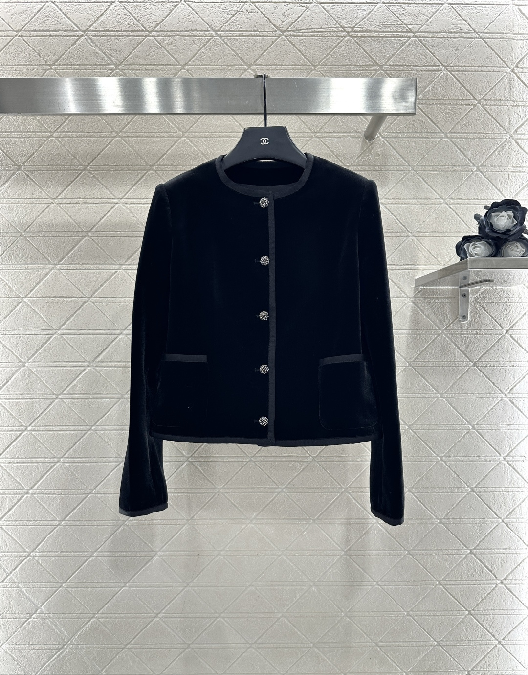 ♥Dio*♥2025新品上架 丝绒长袖单西外套定制YB进口丝绒材质，质感光泽，亲肤舒适，圆领单西外套裁剪