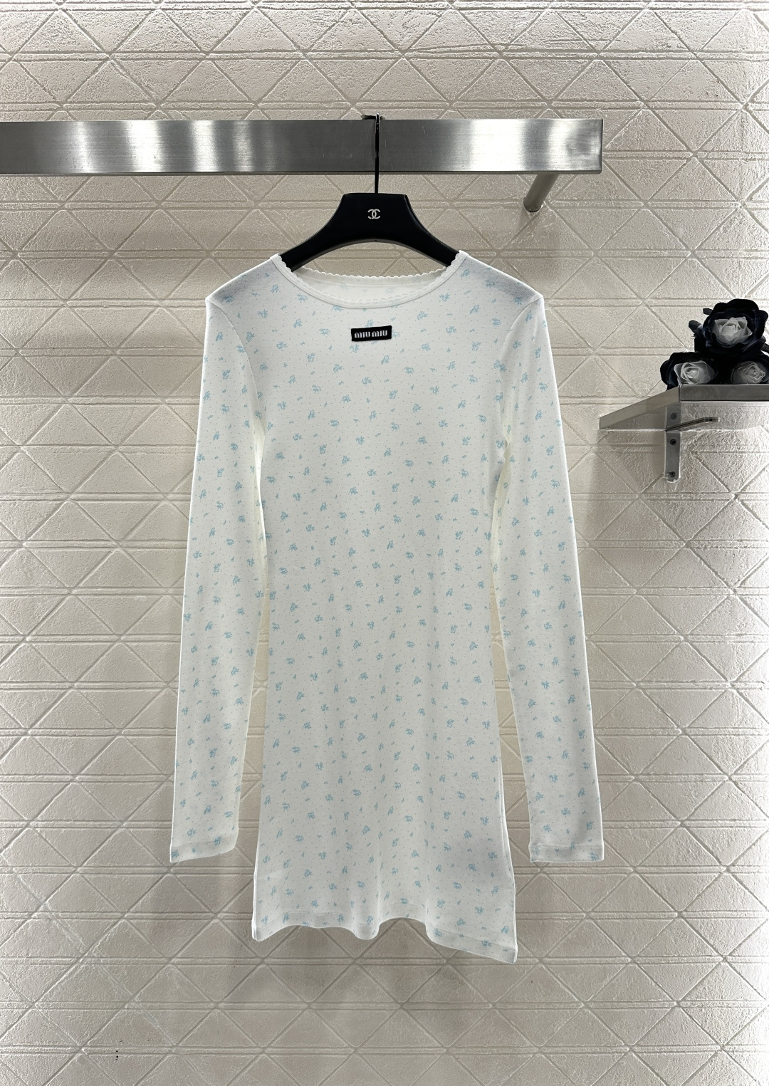 ♥Miuni*♥2025新品上架 修身圆领碎花连衣裙定制YB斜纹全棉材质，清透舒适，弹力十足，圆领长袖连