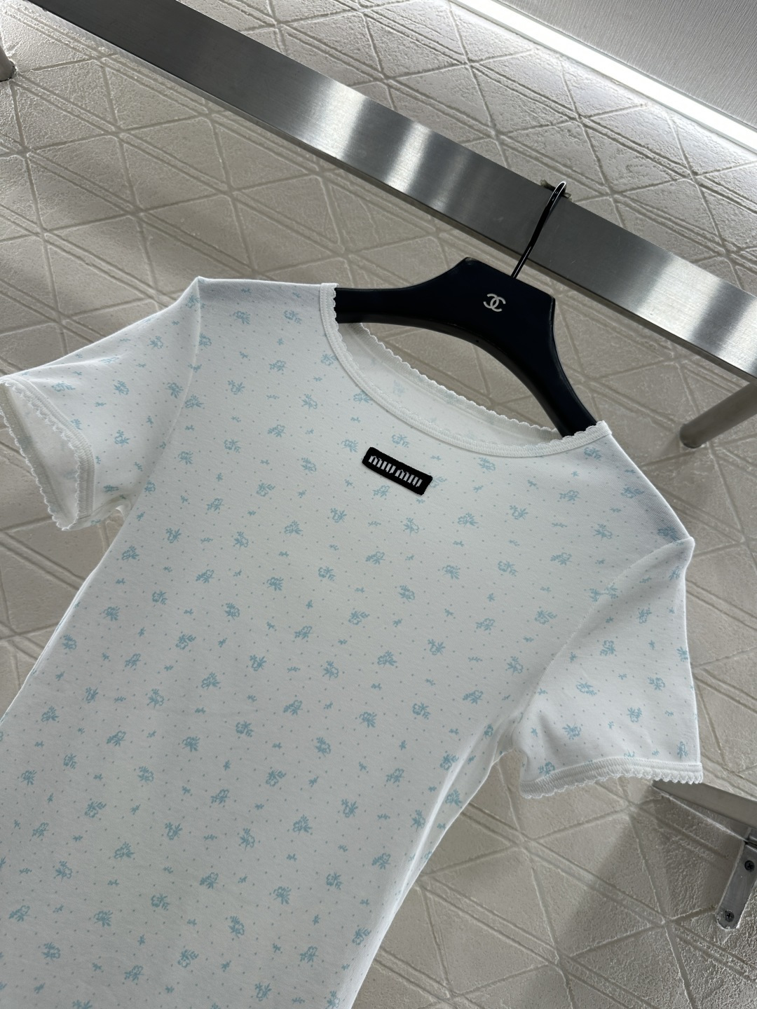 ♥Miuni*♥2025新品上架 圆领碎花短袖定制YB斜纹全棉材质，清透舒适，弹力十足，圆领短袖裁剪，领