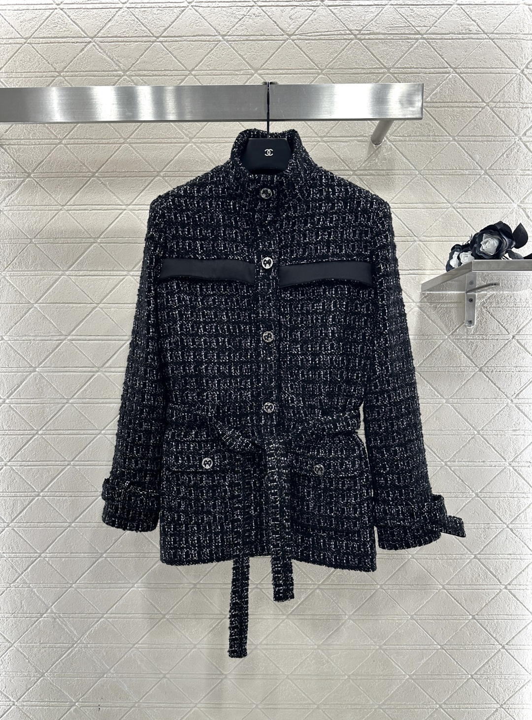 ♥Chane*♥2025新品上架 编织腰带洋装外套定制YB进口粗纺羊毛呢材质，肌理明显，毛料肉眼可见，质