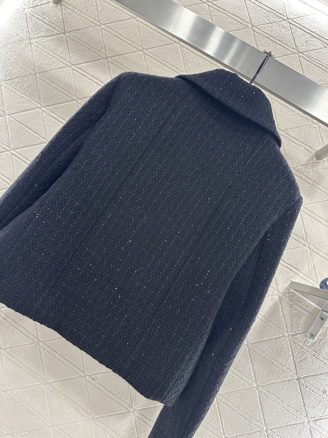 ♥Chane*♥2025新品上架 格纹粗花呢珠片洋装外套定制YB进口粗纺羊毛呢材质，肌理明显，质感上乘，