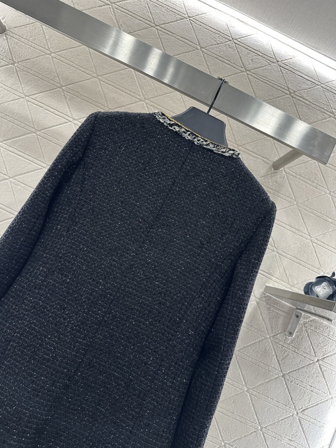 ♥Chane*♥2025新品上架 圆领捆边编织洋装长款外套定制YB进口粗纺羊毛呢材质，质感高级，品相十足