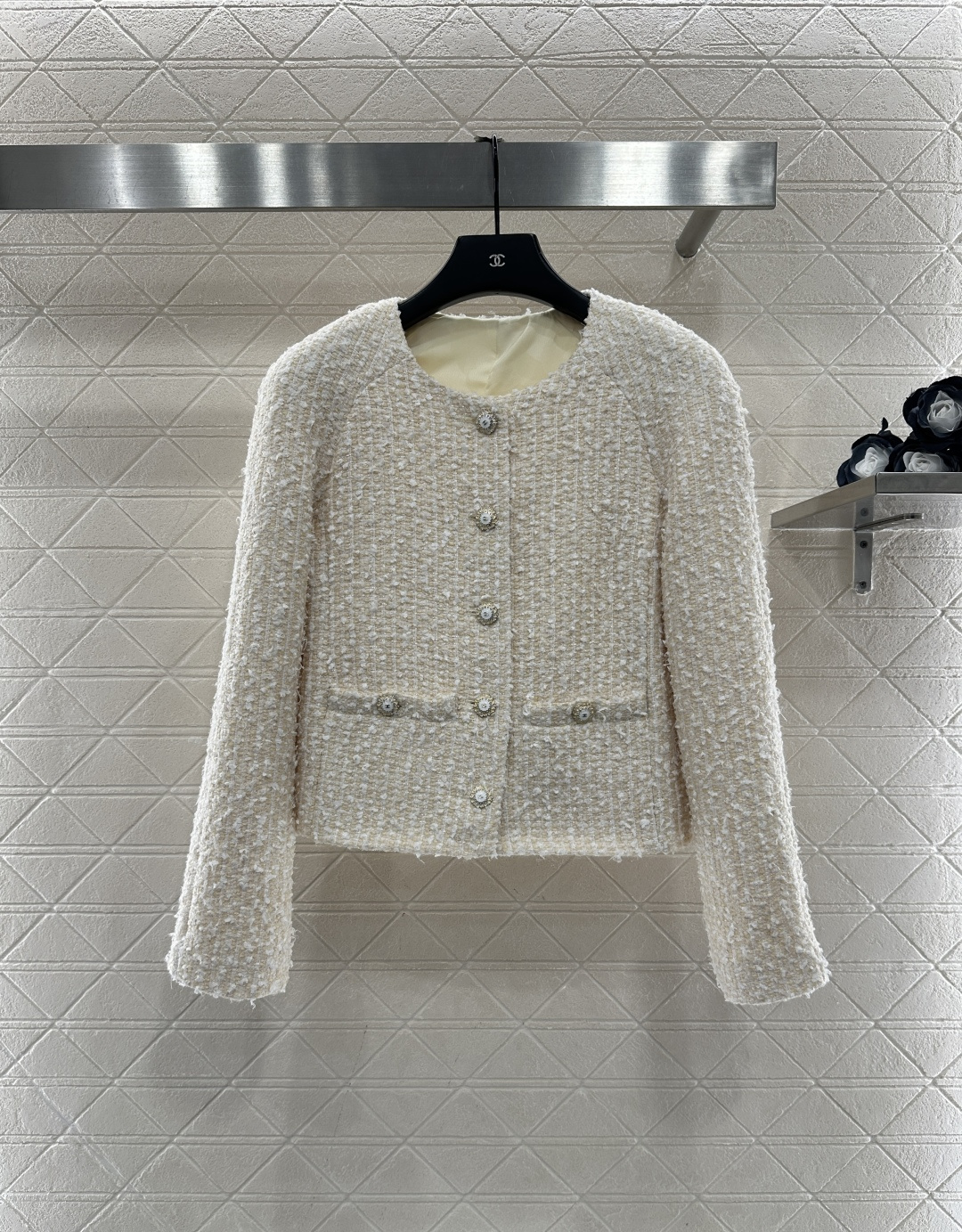 ♥Chane*♥2025新品上架 粗纺圆领洋装外套定制YB进口粗纺羊毛呢材质，肌理明显，毛料肉眼可见，质