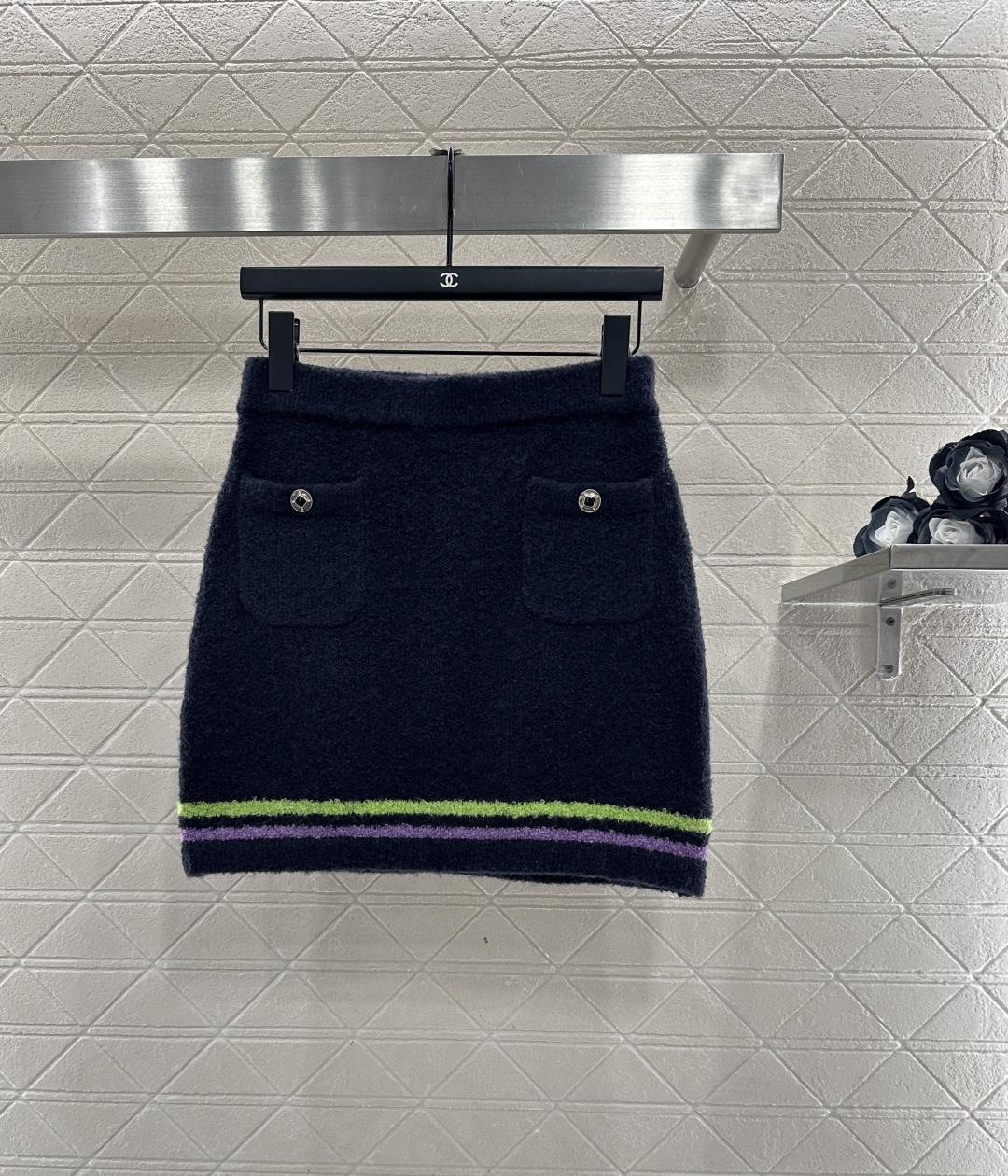 ♥Chane*♥2025新品上架 羊绒针织条纹包臀短裙25coco滑雪🎿系列#定制YB羊绒纱线织造，质感