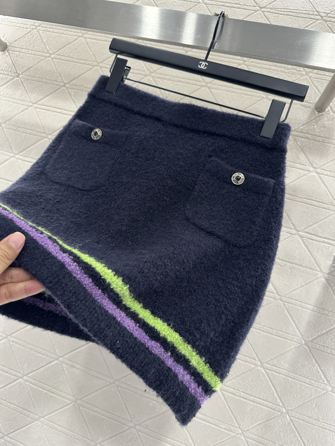 ♥Chane*♥2025新品上架 羊绒针织条纹包臀短裙25coco滑雪🎿系列#定制YB羊绒纱线织造，质感