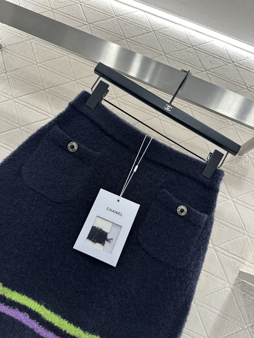 ♥Chane*♥2025新品上架 羊绒针织条纹包臀短裙25coco滑雪🎿系列#定制YB羊绒纱线织造，质感