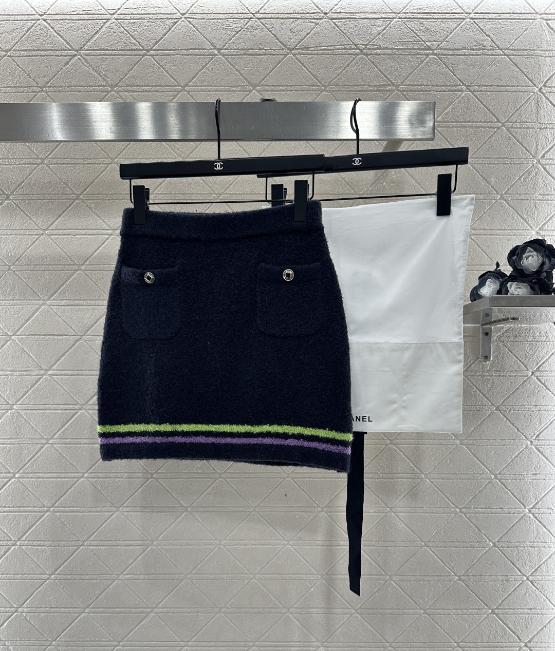 ♥Chane*♥2025新品上架 羊绒针织条纹包臀短裙25coco滑雪🎿系列#定制YB羊绒纱线织造，质感