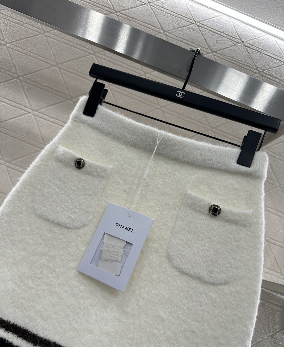 ♥Chane*♥2025新品上架 羊绒针织条纹包臀短裙25coco滑雪🎿系列#定制YB羊绒纱线织造，质感