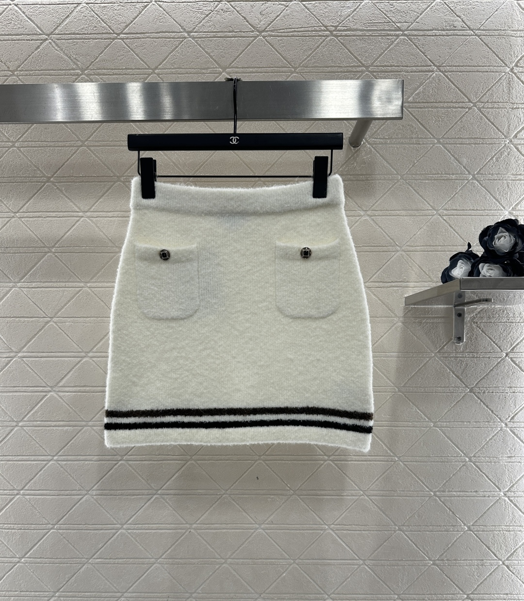 ♥Chane*♥2025新品上架 羊绒针织条纹包臀短裙25coco滑雪🎿系列#定制YB羊绒纱线织造，质感