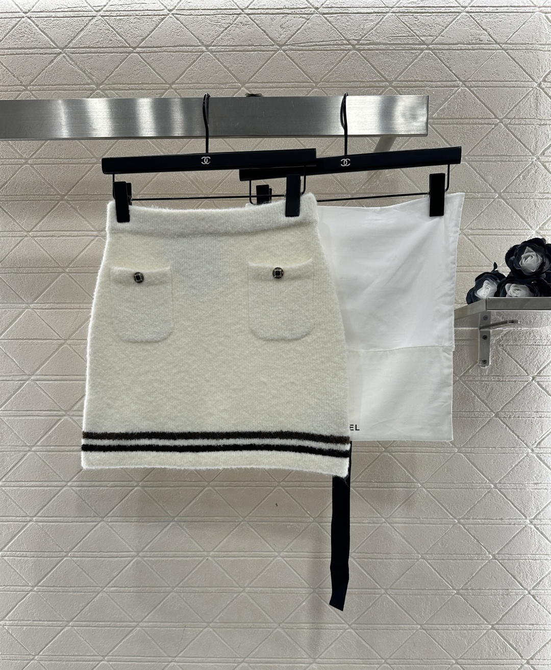 ♥Chane*♥2025新品上架 羊绒针织条纹包臀短裙25coco滑雪🎿系列#定制YB羊绒纱线织造，质感
