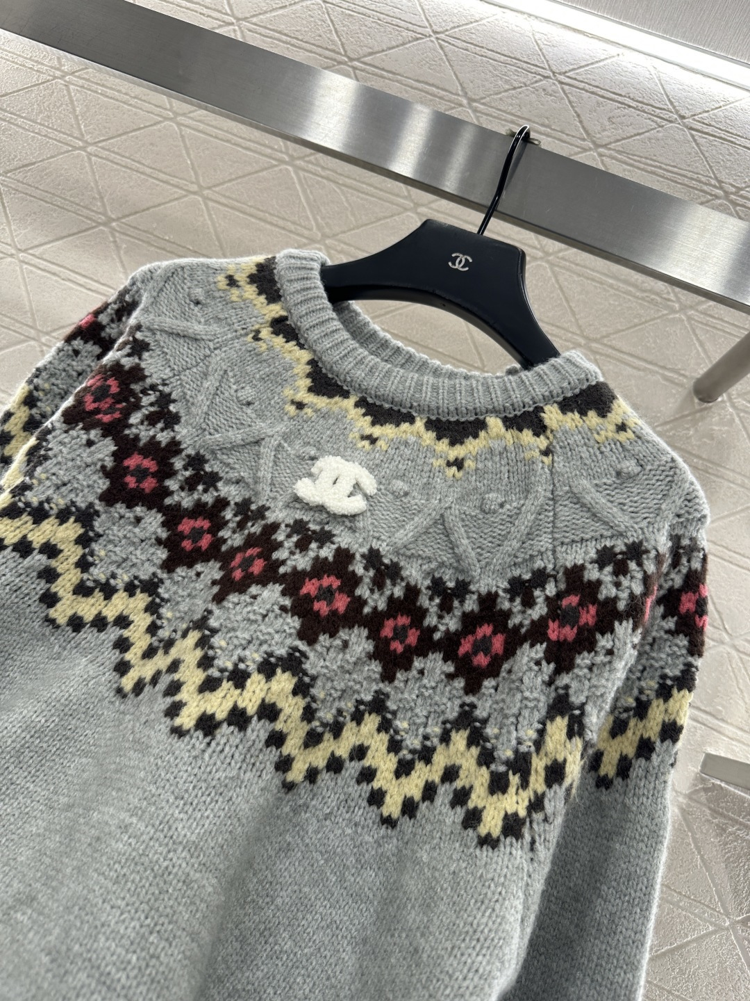 ♥Chane*♥2025新品上架 重工钩花圆领套头毛衣25coco圣诞🧑‍🎄滑雪🎿系列#定制YB羊绒针织