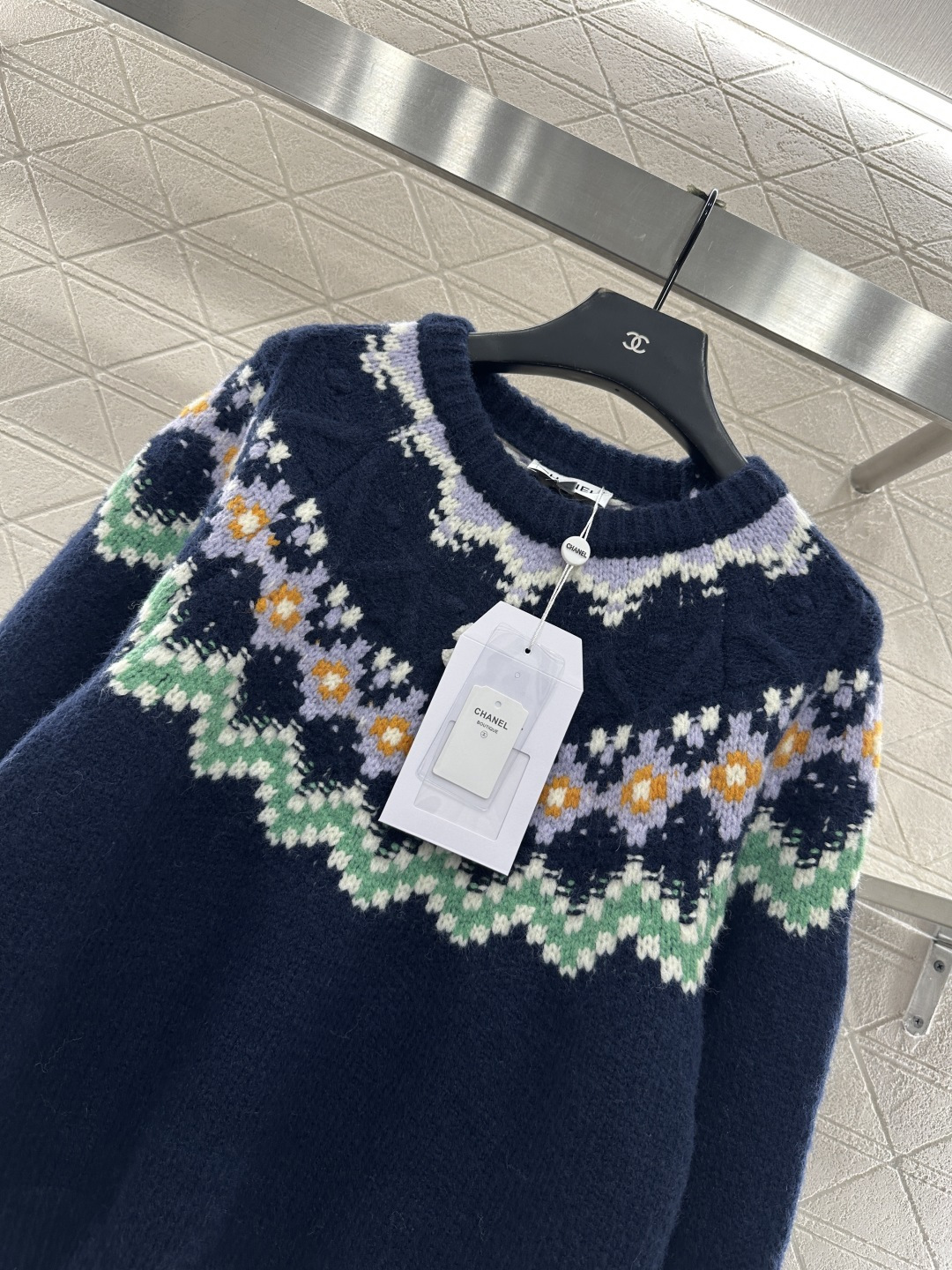 ♥Chane*♥2025新品上架 重工钩花圆领套头毛衣25coco圣诞🧑‍🎄滑雪🎿系列#定制YB羊绒针织