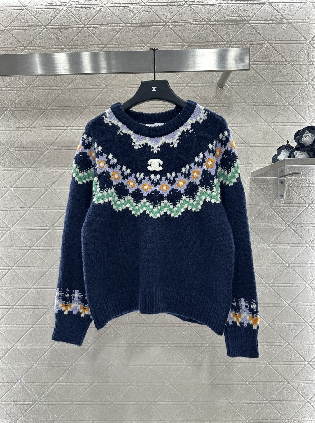 ♥Chane*♥2025新品上架 重工钩花圆领套头毛衣25coco圣诞🧑‍🎄滑雪🎿系列#定制YB羊绒针织