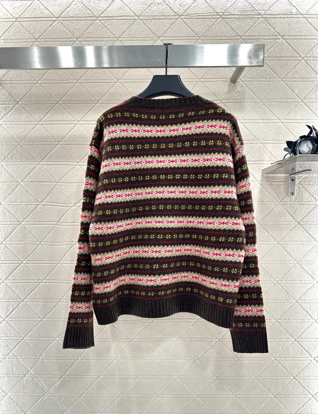 ♥Miumi*♥2025新品上架 撞色条纹圆领毛衣定制YB羊毛纱线织造，质感细腻，穿搭舒适，圆领套头毛衣