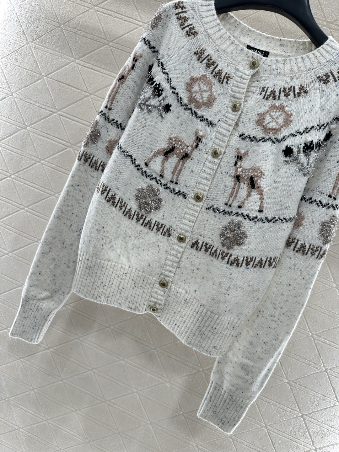 ♥Chane*♥2025新品上架 重工钩花圆领针织开衫25coco圣诞🧑‍🎄滑雪🎿系列#定制YB羊绒针织