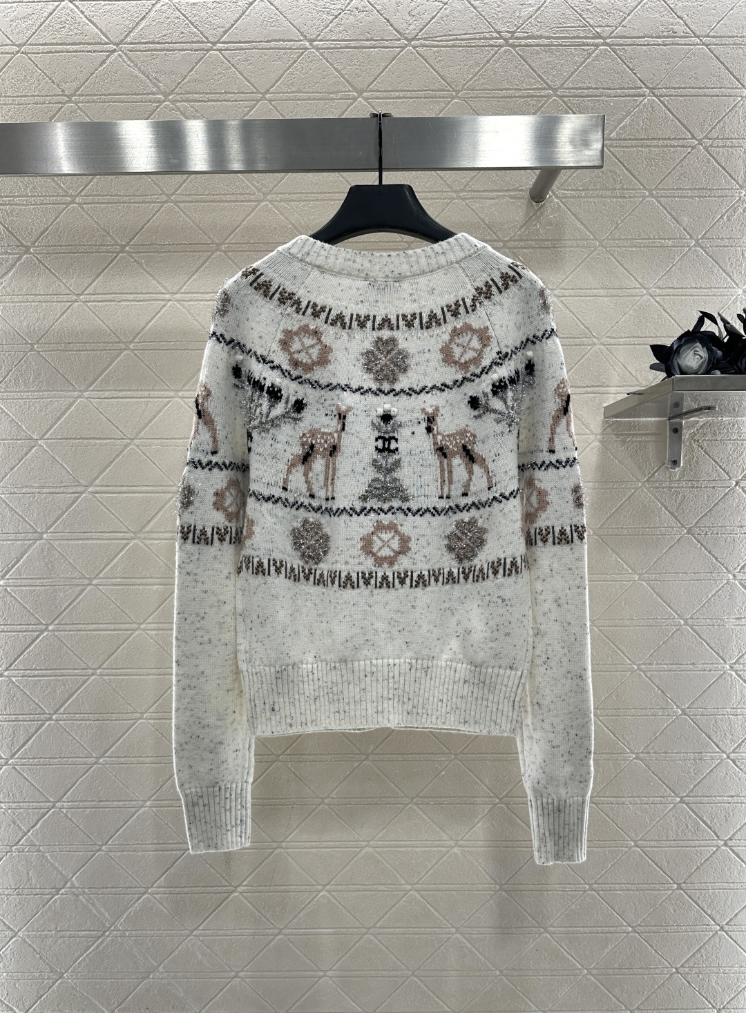 ♥Chane*♥2025新品上架 重工钩花圆领针织开衫25coco圣诞🧑‍🎄滑雪🎿系列#定制YB羊绒针织