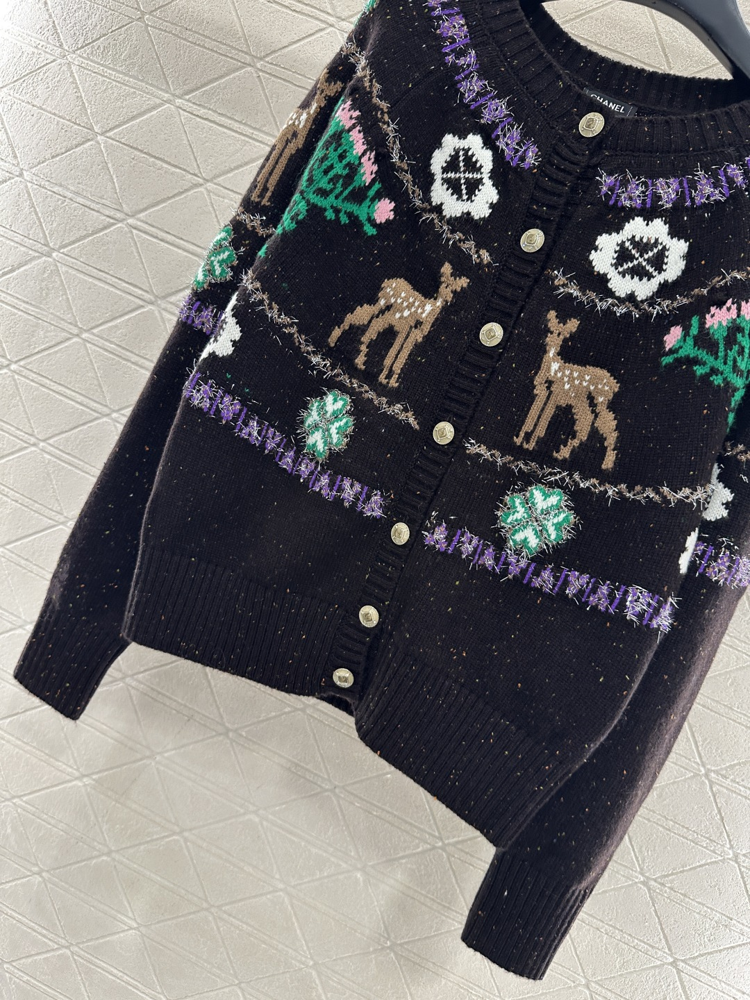 ♥Chane*♥2025新品上架 重工钩花圆领针织开衫25coco圣诞🧑‍🎄滑雪🎿系列#定制YB羊绒针织